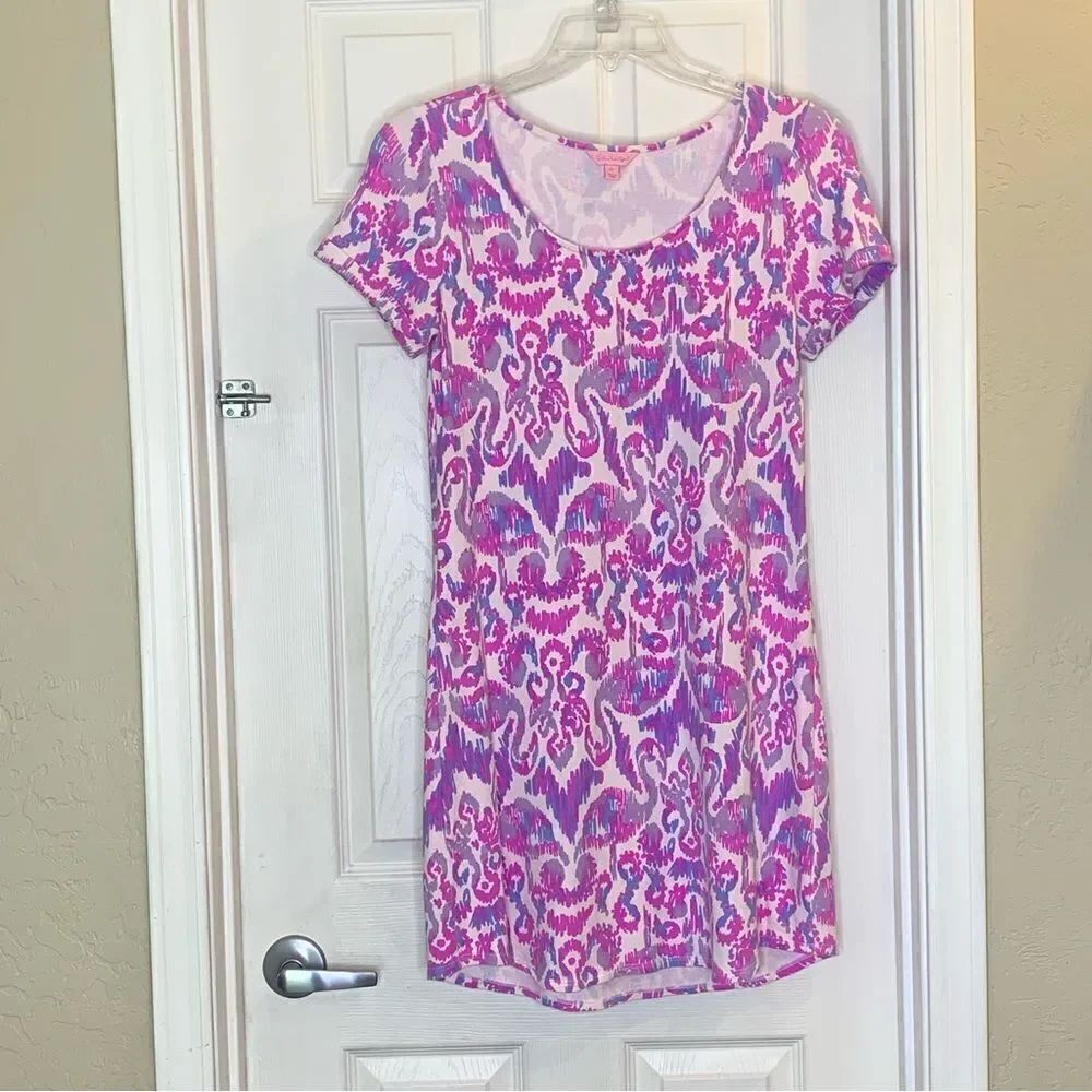 Lilly Pulitzer Tammy Dress Amethyst Beach Bathers Flamingo Size Medium